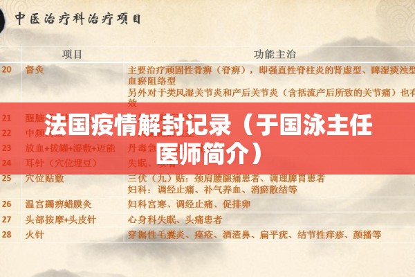 法国疫情解封记录（于国泳主任医师简介）