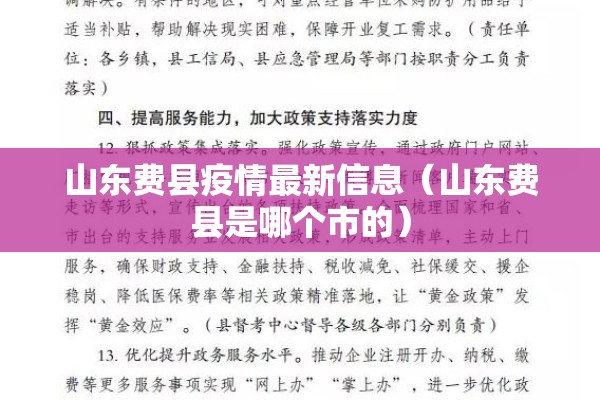 山东费县疫情最新信息（山东费县是哪个市的）