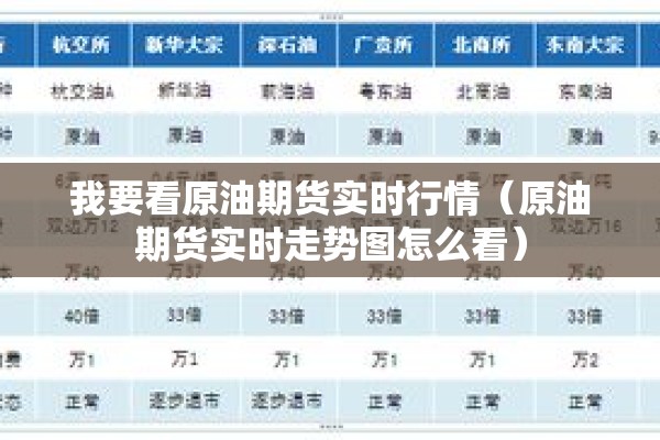 我要看原油期货实时行情（原油期货实时走势图怎么看）