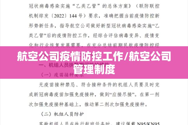 航空公司疫情防控工作/航空公司管理制度