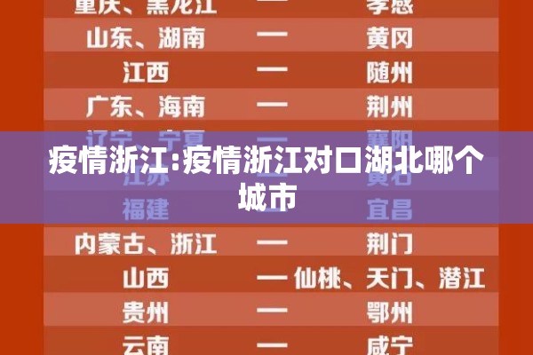 疫情浙江:疫情浙江对口湖北哪个城市 疫情浙江:疫情浙江对口湖北哪个城市