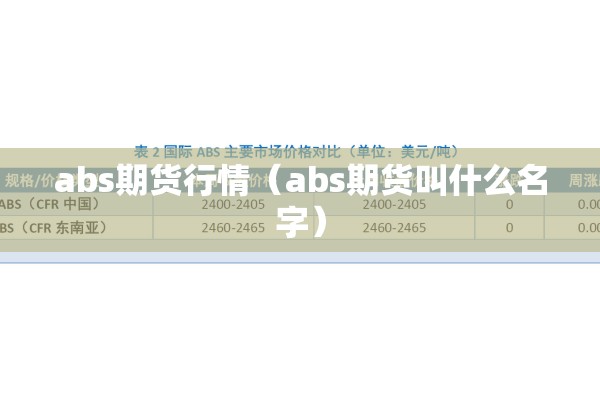 abs期货行情(abs期货叫什么名字) abs期货行情(abs期货叫什么名字)