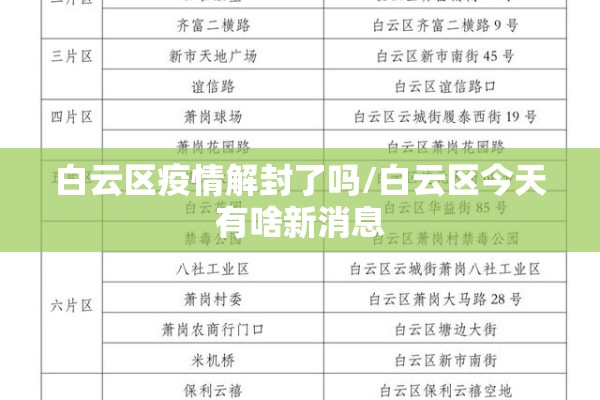 白云区疫情解封了吗/白云区今天有啥新消息 白云区疫情解封了吗/白云区今天有啥新消息