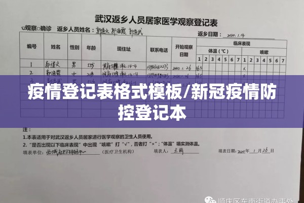 疫情登记表格式模板/新冠疫情防控登记本