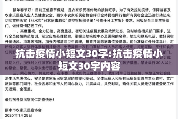 抗击疫情小短文30字:抗击疫情小短文30字内容