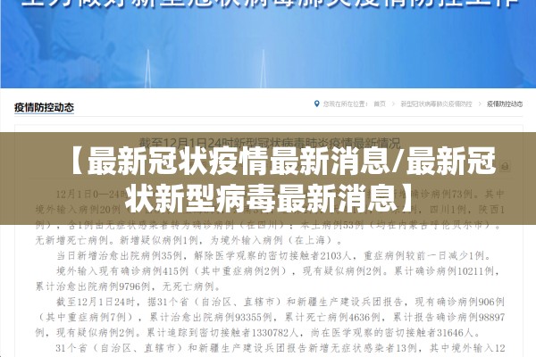 【最新冠状疫情最新消息/最新冠状新型病毒最新消息】