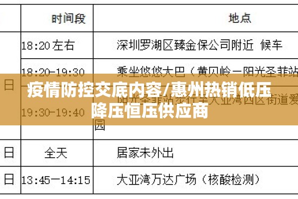 疫情防控交底内容/惠州热销低压降压恒压供应商