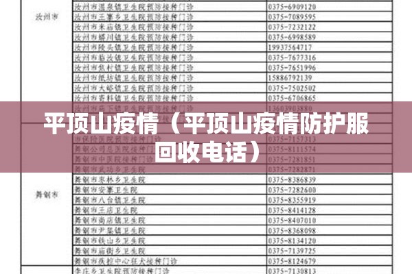平顶山疫情（平顶山疫情防护服回收电话）