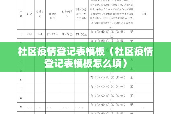 社区疫情登记表模板(社区疫情登记表模板怎么填) 社区疫情登记表模板(社区疫情登记表模板怎么填)