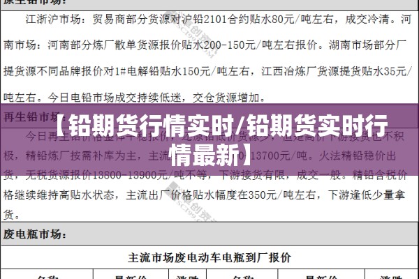 【铅期货行情实时/铅期货实时行情最新】