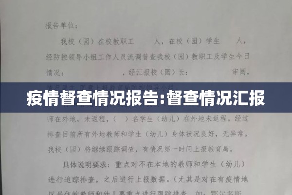 疫情督查情况报告:督查情况汇报