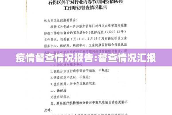 疫情督查情况报告:督查情况汇报