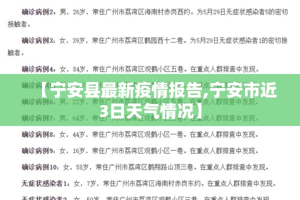 【宁安县最新疫情报告,宁安市近3日天气情况】 【宁安县最新疫情报告,宁安市近3日天气情况】