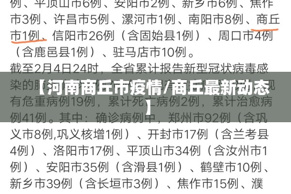 【河南商丘市疫情/商丘最新动态】 【河南商丘市疫情/商丘最新动态】