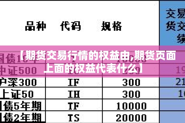 【期货交易行情的权益由,期货页面上面的权益代表什么】